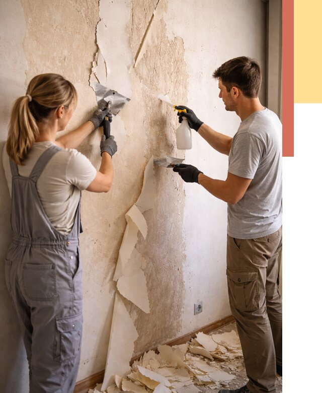 Снятие старых обоев в Пугачеве от 5334 руб. под ключ недорого | ОТДЕЛОЧНИК-Пгч