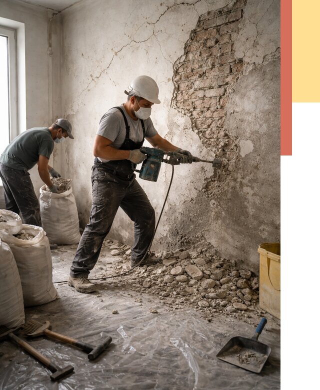 Демонтаж штукатурки со стен в Пугачеве от 7315 руб/м² — быстро и недорого | ОТДЕЛОЧНИК-Пгч