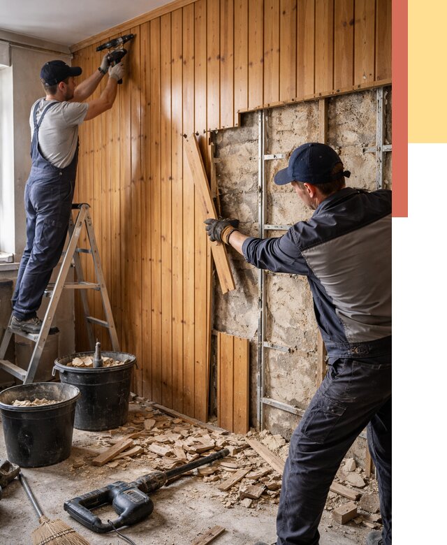 Демонтаж вагонки со стен в Пугачеве от 1473 руб. — снятие, удаление, срочно | ОТДЕЛОЧНИК-Пгч