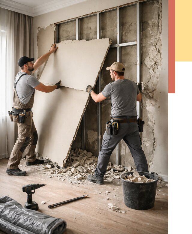 Демонтаж гипсокартона со стен в Пугачеве от 356 руб. — услуги демонтажа | ОТДЕЛОЧНИК-Пгч