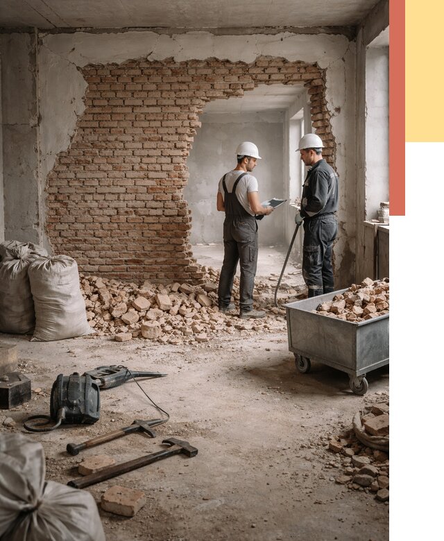 Демонтаж кирпичных стен в Пугачеве от 4267 руб. — быстро, недорого, под ключ | ОТДЕЛОЧНИК-Пгч