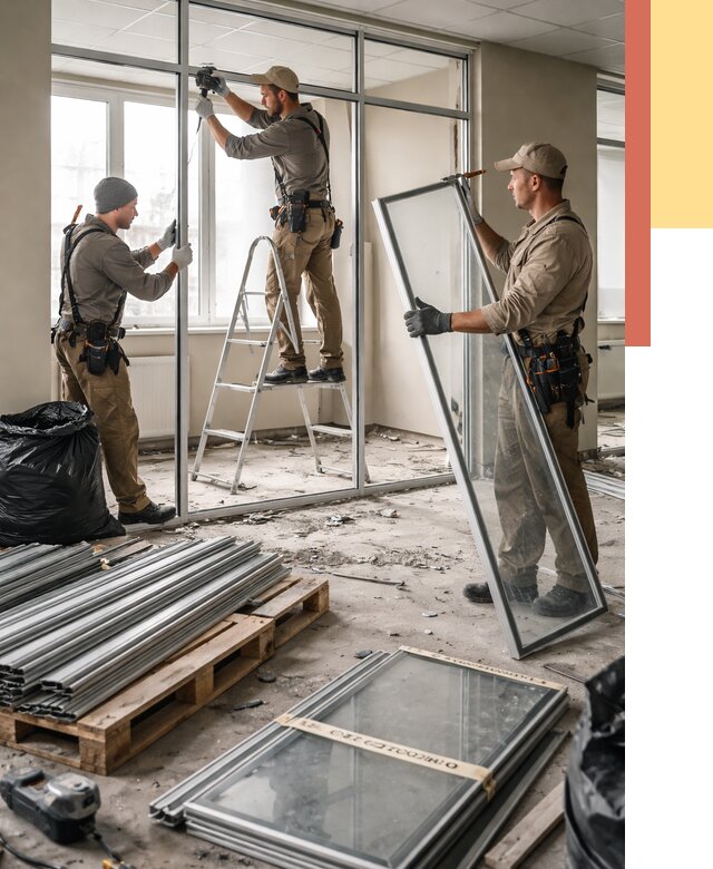 Демонтаж алюминиевых перегородок в Пугачеве от 4267 руб. — быстро и недорого | ОТДЕЛОЧНИК-Пгч