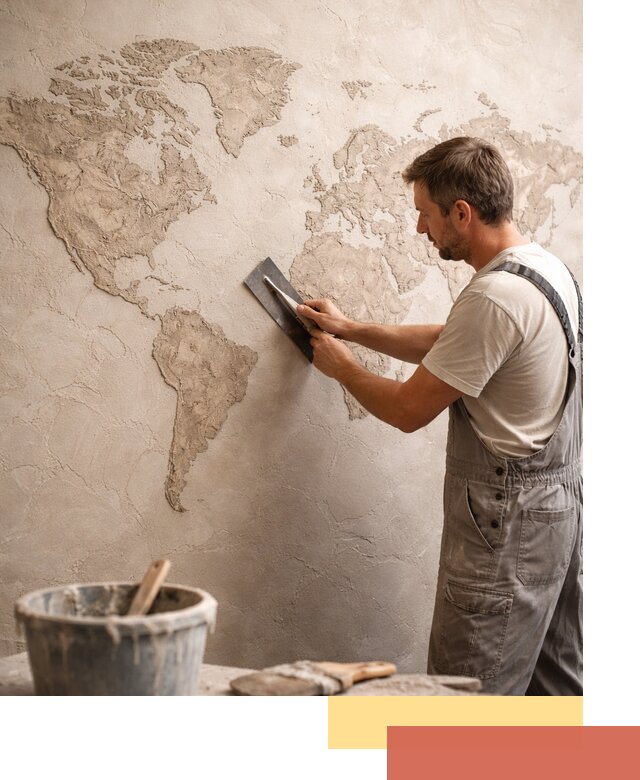 Декоративная штукатурка «Карта мира» под ключ в Пугачеве