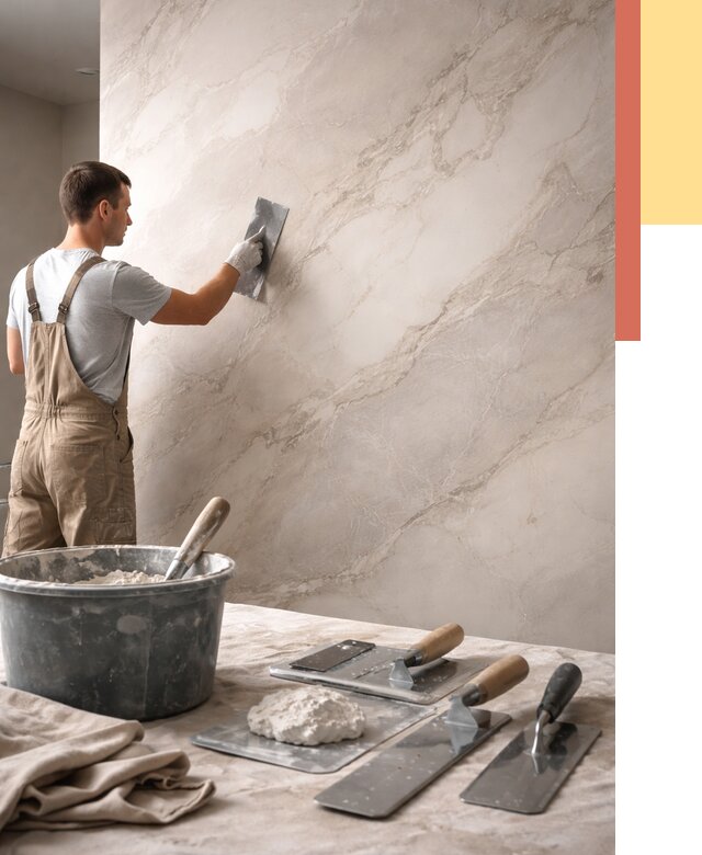 Декоративная штукатурка под мрамор в Пугачеве от 2845 руб./м² — быстро и недорого | ОТДЕЛОЧНИК-Пгч