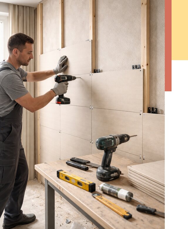 Монтаж МДФ панелей на стены в Пугачеве от 1270 руб. под ключ | ОТДЕЛОЧНИК-Пгч