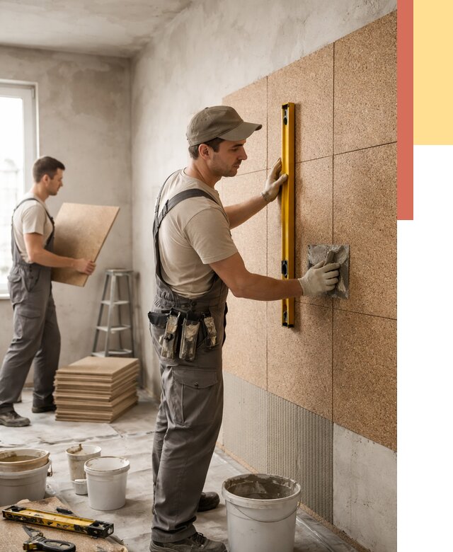 Монтаж пробковых панелей на стены в Пугачеве от 3556 руб. — ОТДЕЛОЧНИК-Пгч