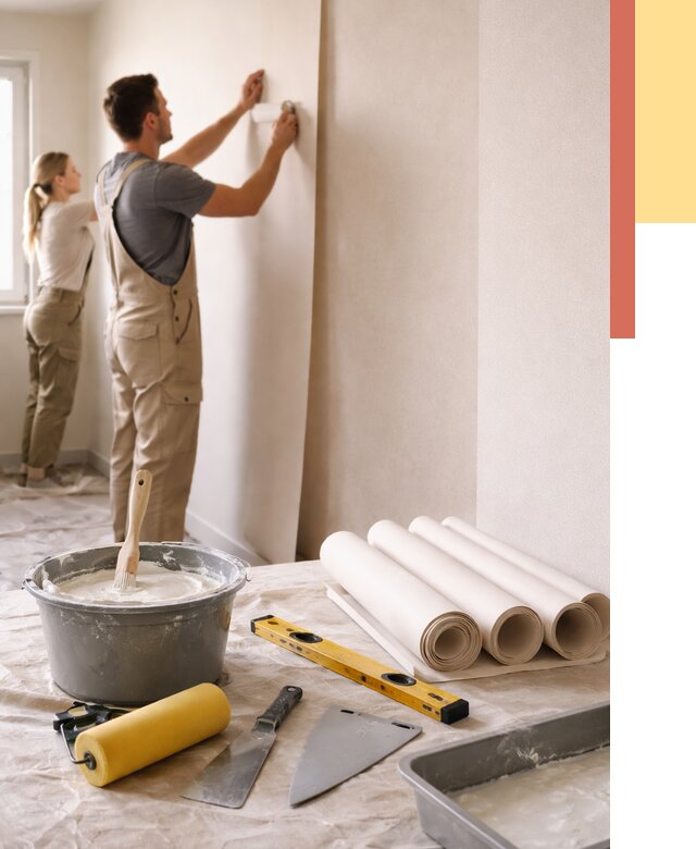 Поклейка бумажных обоев в Пугачеве от 5588 руб./м2 — быстро и недорого | ОТДЕЛОЧНИК-Пгч