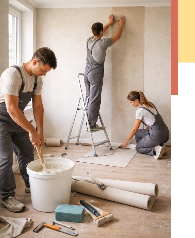 Оклейка стен обоями в Пугачеве от 3556 руб/м2 — быстро и недорого | ОТДЕЛОЧНИК-Пгч