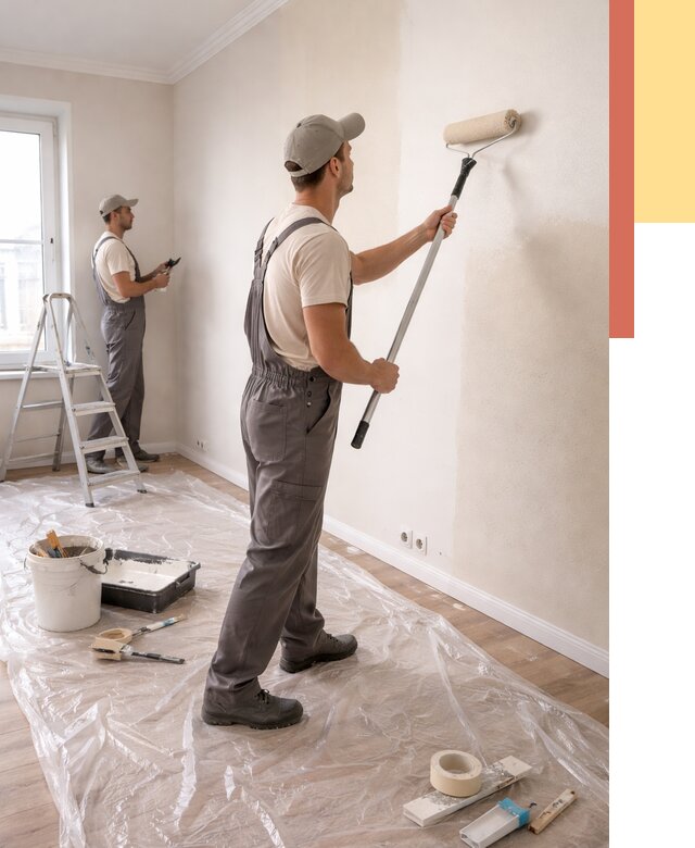 Покраска стен акриловой краской в Пугачеве от 3556 руб./м² — быстро и недорого | ОТДЕЛОЧНИК-Пгч