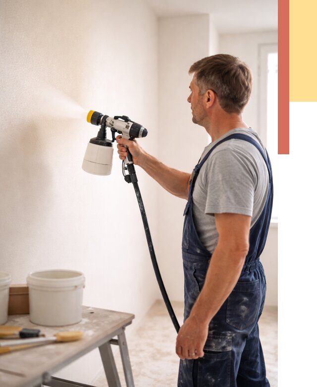 Покраска стен краскопультом в Пугачеве от 7620 руб. — механизированная покраска | ОТДЕЛОЧНИК-Пгч