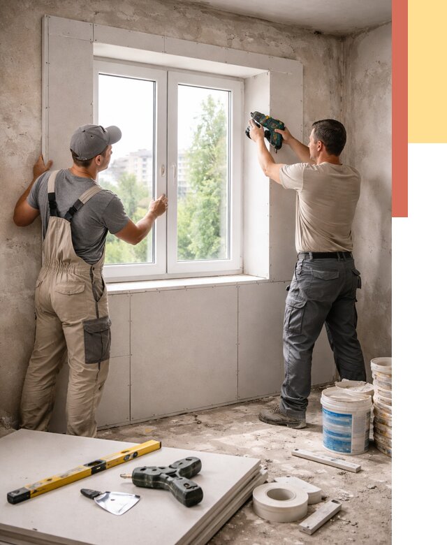 Монтаж откосов из гипсокартона в Пугачеве от 4572 руб. под ключ | ОТДЕЛОЧНИК-Пгч