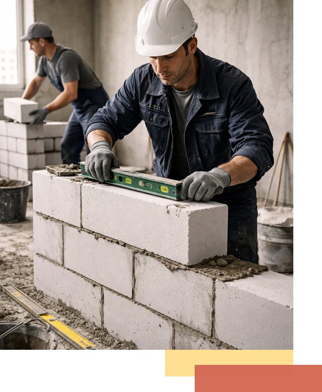 Кладка перегородок из пеноблока под ключ в Пугачеве