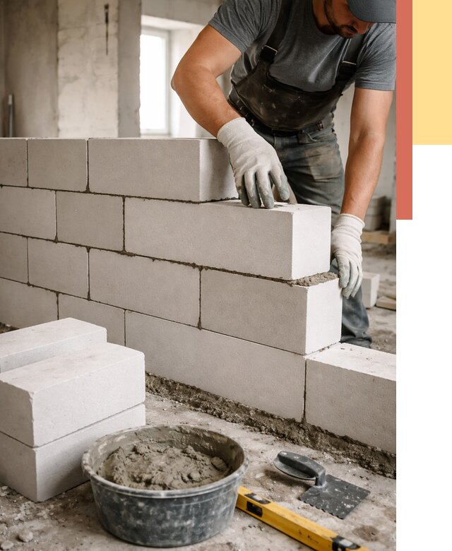 Кладка перегородок из силикатного блока в Пугачеве от 4064 руб. под ключ | ОТДЕЛОЧНИК-Пгч