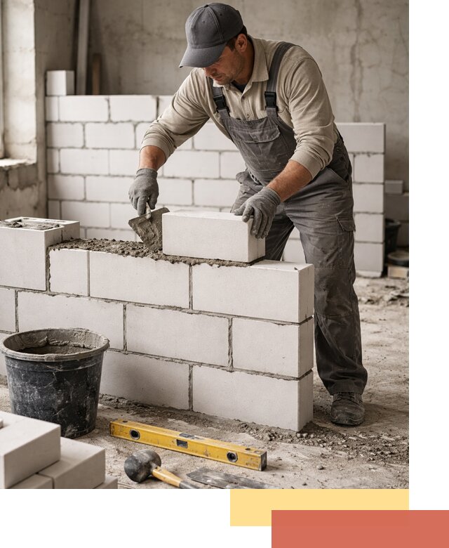 Кладка перегородок из силикатного блока в Пугачеве