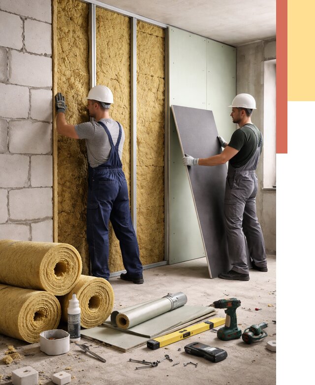 Шумоизоляция перегородок из блоков в Пугачеве от 1880 руб./м² — быстро и недорого | ОТДЕЛОЧНИК-Пгч