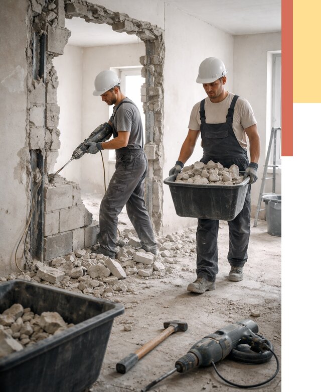 Демонтаж блоковых перегородок в Пугачеве от 3810 руб. — быстро и недорого | ОТДЕЛОЧНИК-Пгч