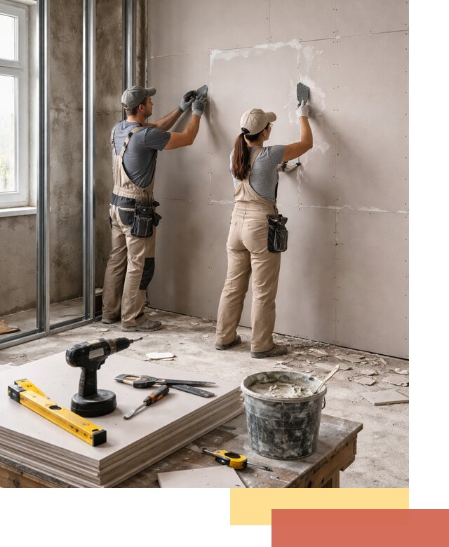 Монтаж двухслойной перегородки из гипсокартона в Пугачеве