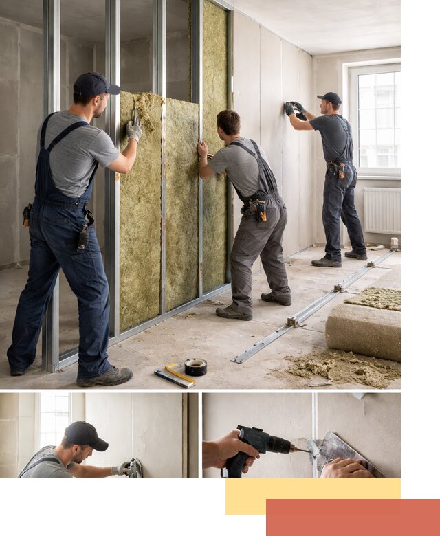 Перегородка из гипсокартона с шумоизоляцией в Пугачеве — монтаж под ключ