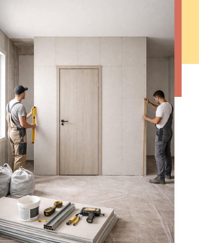 Перегородка из гипсокартона с дверью в Пугачеве от 4572 руб. под ключ | ОТДЕЛОЧНИК-Пгч