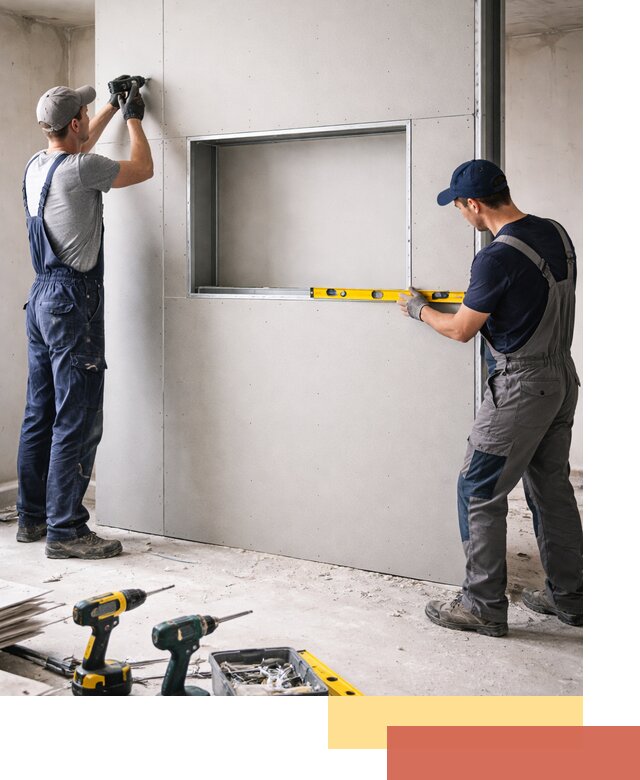 Перегородка из гипсокартона с нишей под декор в Пугачеве