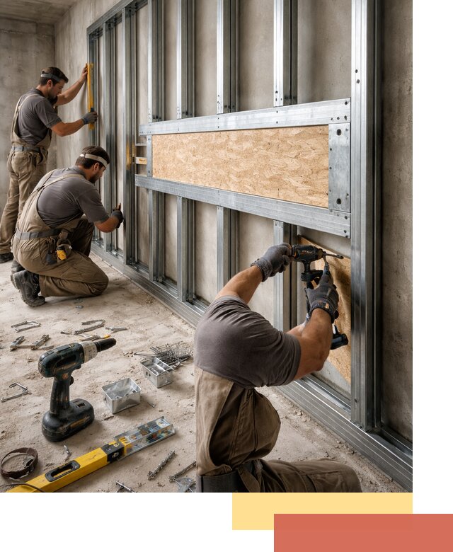 Усиленная перегородка для крепления тяжёлых конструкций в Пугачеве