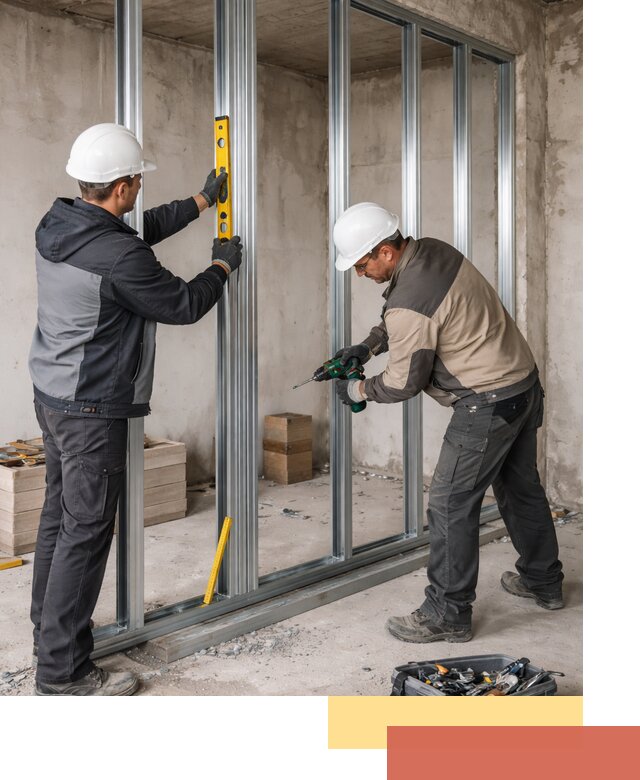 Монтаж каркаса перегородки из профиля в Пугачеве