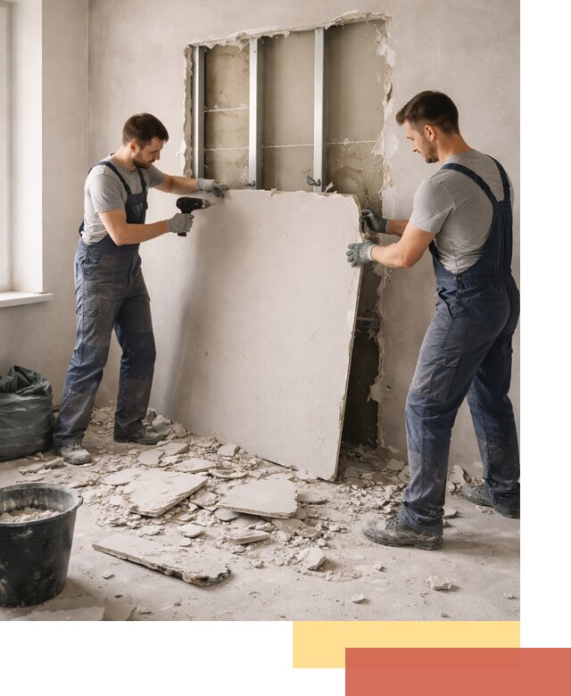 Демонтаж перегородки из гипсокартона в Пугачеве быстрый и аккуратный