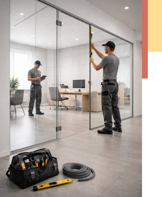 Цельностеклянные перегородки под ключ в Пугачеве от 9652 руб. — монтаж и цены | ОТДЕЛОЧНИК-Пгч