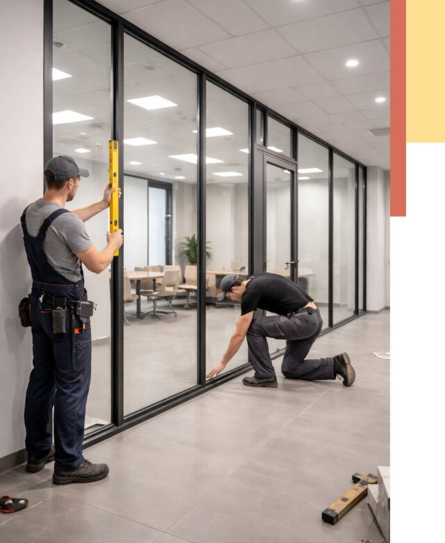 Каркасные стеклянные перегородки в Пугачеве под ключ от 9347 руб. | ОТДЕЛОЧНИК-Пгч