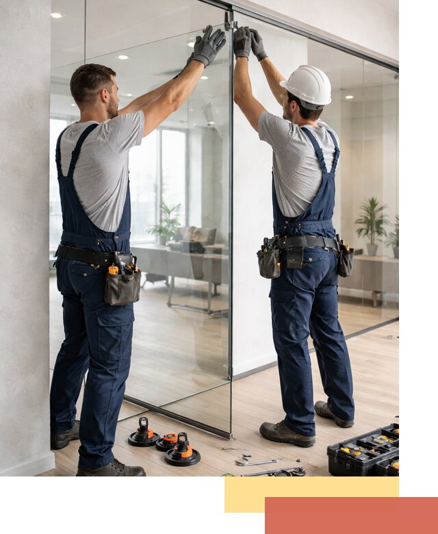 Безрамные стеклянные перегородки под ключ в Пугачеве