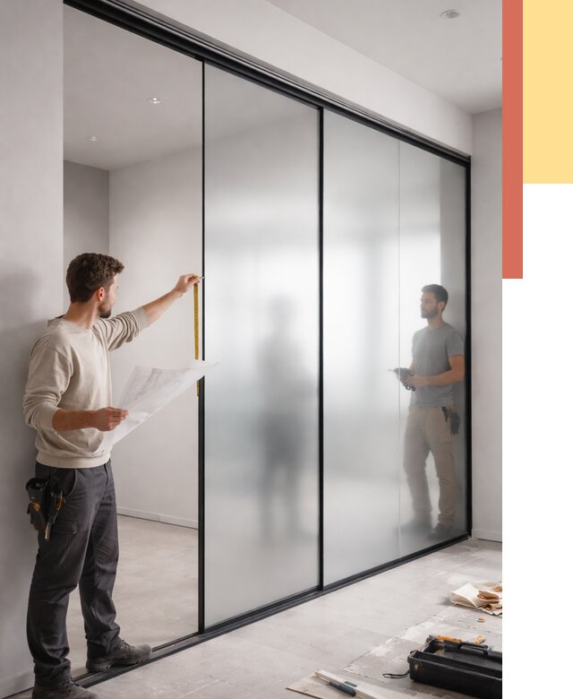 Матовые стеклянные перегородки в Пугачеве от 8636 руб. — монтаж и установка | ОТДЕЛОЧНИК-Пгч