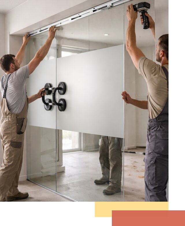 Матовые стеклянные перегородки под ключ в Пугачеве