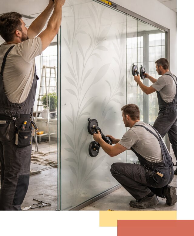 Стеклянные перегородки с рисунком на заказ в Пугачеве