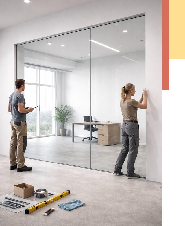 Перегородки из закаленного стекла в Пугачеве от 9652 руб. под ключ | ОТДЕЛОЧНИК-Пгч