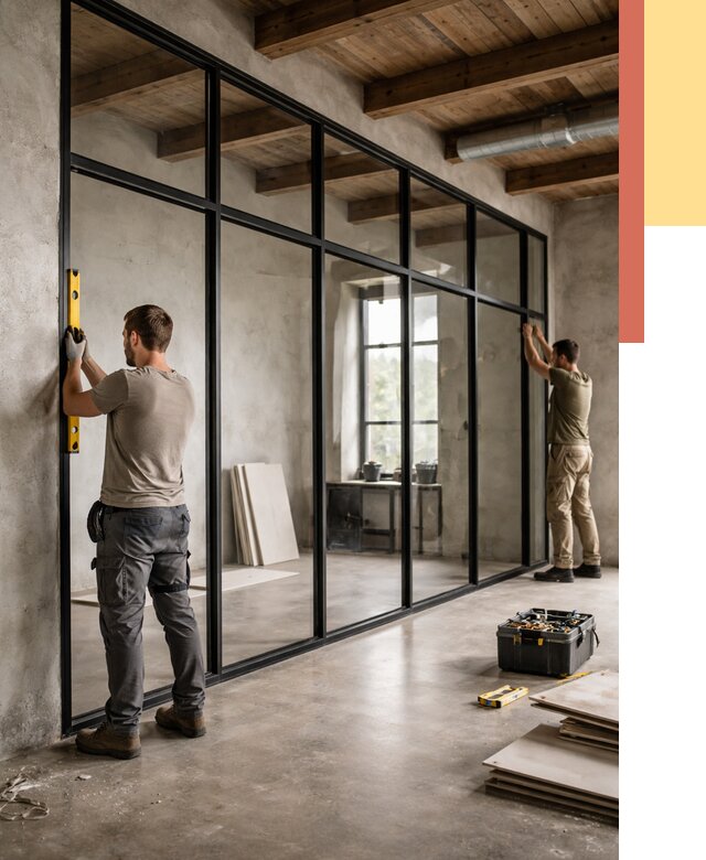 Стеклянные перегородки лофт в Пугачеве от 10668 руб. под ключ | ОТДЕЛОЧНИК-Пгч