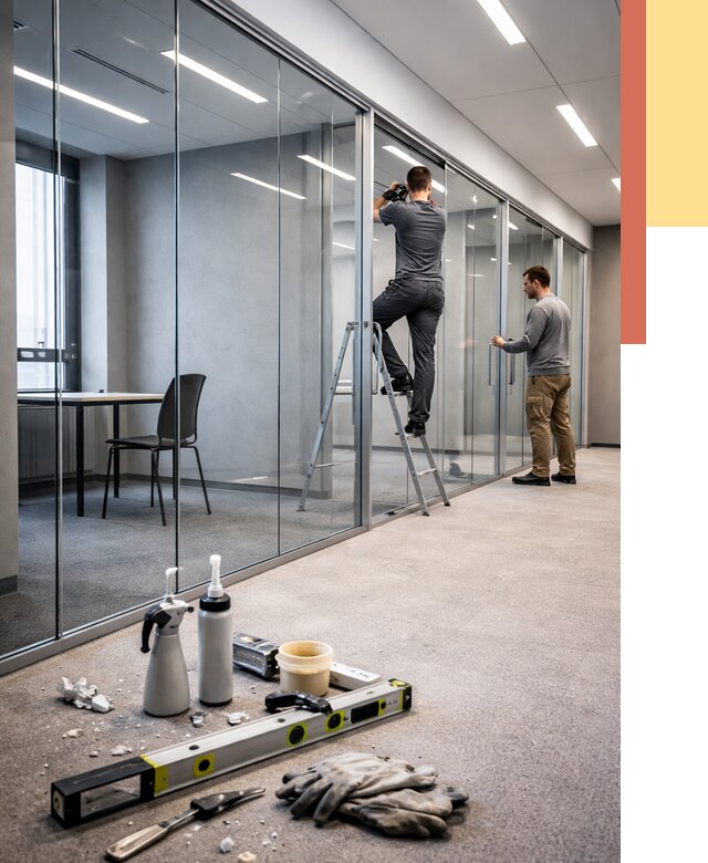 Стеклянные офисные перегородки в Пугачёве от 8636 руб. — монтаж и установка | ОТДЕЛОЧНИК-Пгч