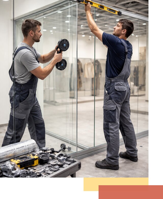 Стеклянные перегородки для магазинов в Пугачеве — монтаж и установка