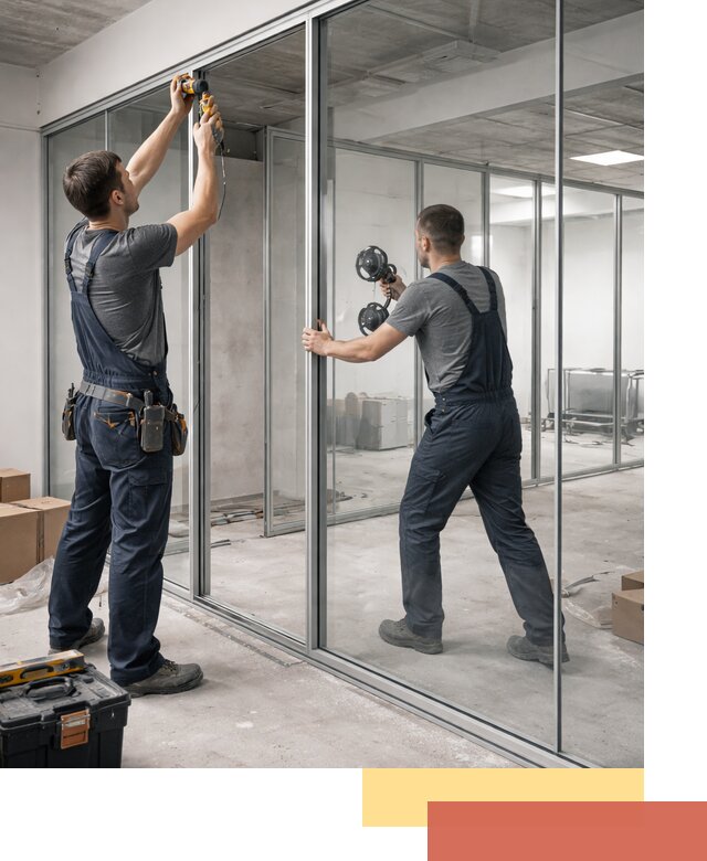 Алюминиевые перегородки со стеклом в Пугачеве — изготовление и монтаж