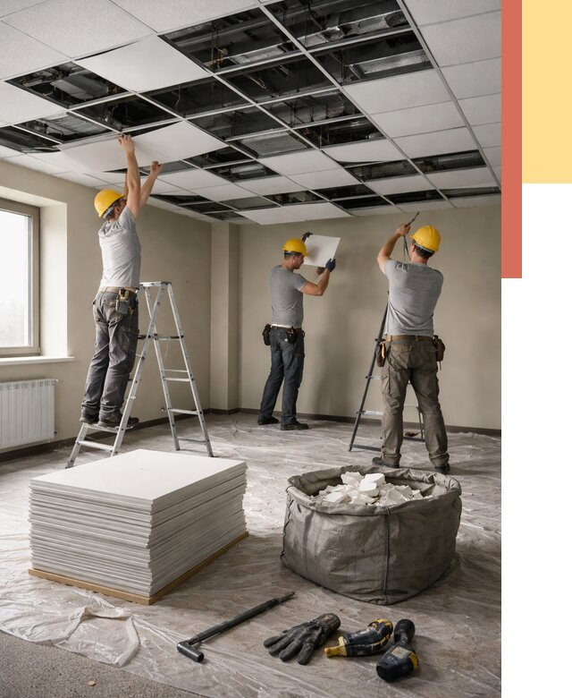 Демонтаж потолка Армстронг в Пугачеве от 4572 руб. быстро и недорого | ОТДЕЛОЧНИК-Пгч