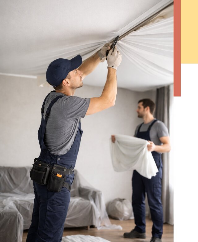 Демонтаж натяжного потолка в Пугачеве от 4572 руб. — снятие и разбор под ключ | ОТДЕЛОЧНИК-Пгч