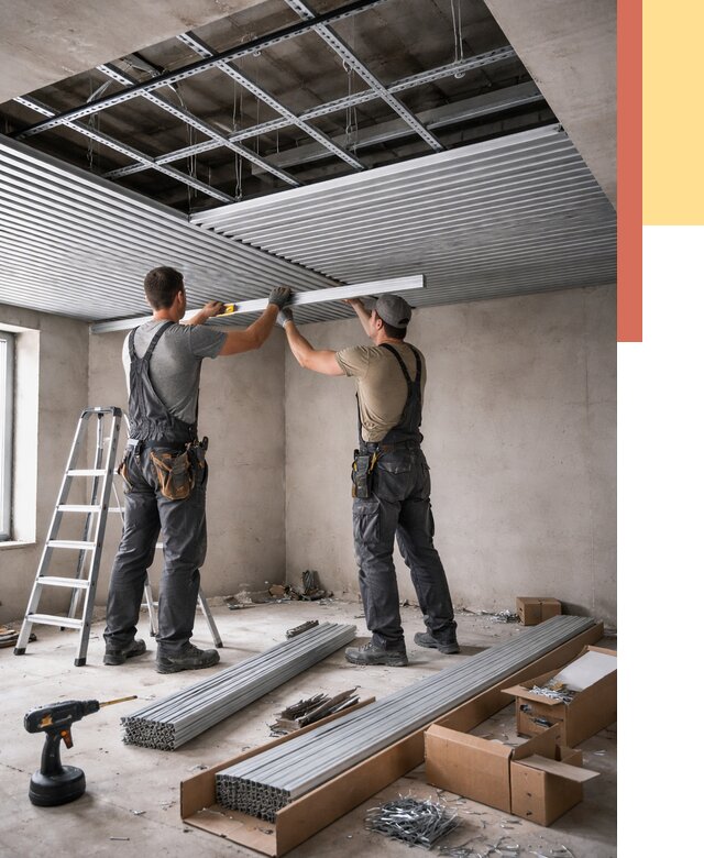 Монтаж реечного потолка в Пугачеве от 4572 руб. под ключ | ОТДЕЛОЧНИК-Пгч