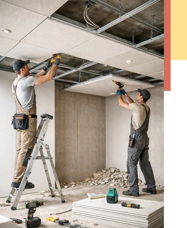 Монтаж акустического потолка в Пугачеве от 6604 руб/м2 — быстро и недорого | ОТДЕЛОЧНИК-Пгч