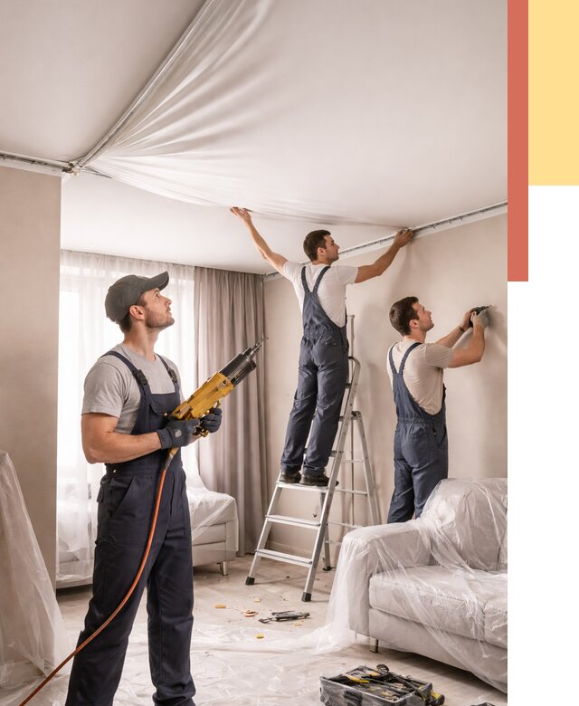 Установка натяжного потолка в Пугачеве от 4572 руб. | Быстро и недорого — ОТДЕЛОЧНИК-Пгч