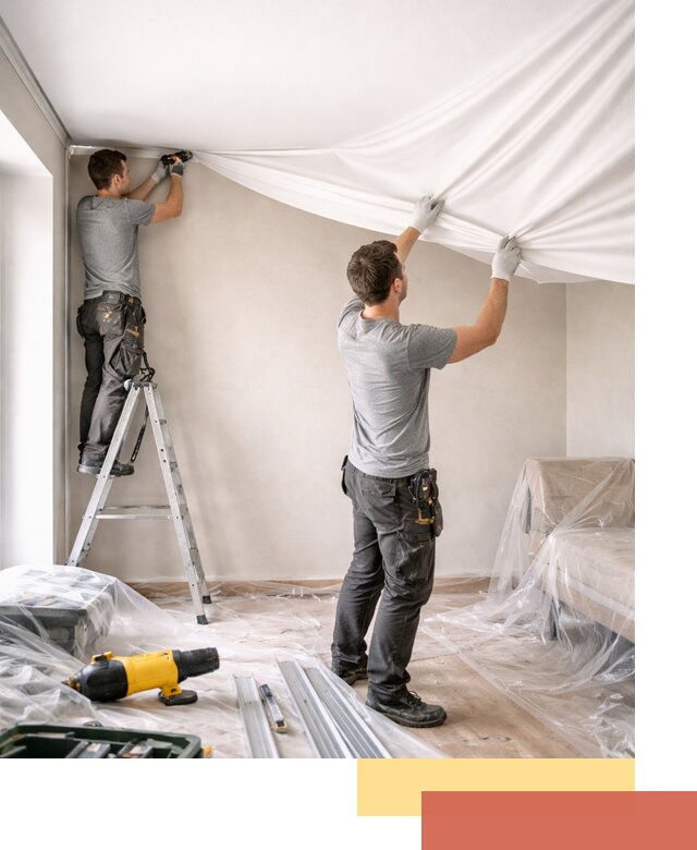 Монтаж тканевого натяжного потолка в Пугачеве недорого и быстро