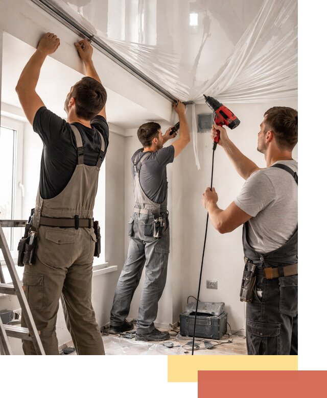 Монтаж глянцевого натяжного потолка в Пугачеве быстро и качественно