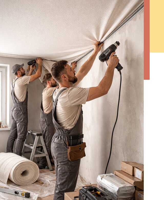 Монтаж фактурного натяжного потолка в Пугачеве от 762 руб. — ОТДЕЛОЧНИК-Пгч