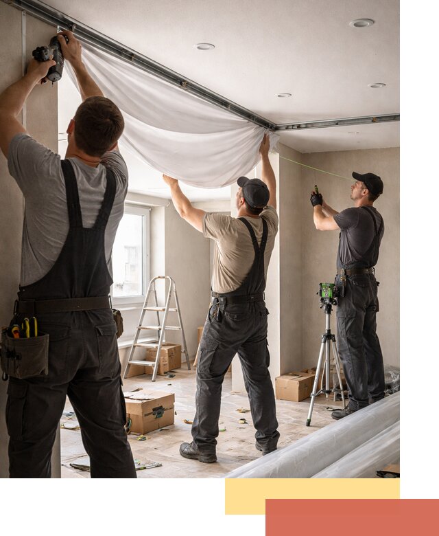 Монтаж парящего натяжного потолка под ключ в Пугачеве