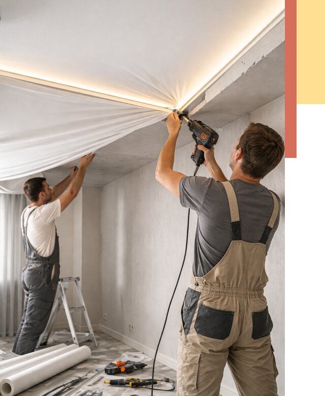 Монтаж натяжного потолка с подсветкой в Пугачеве от 965 руб. | ОТДЕЛОЧНИК-Пгч