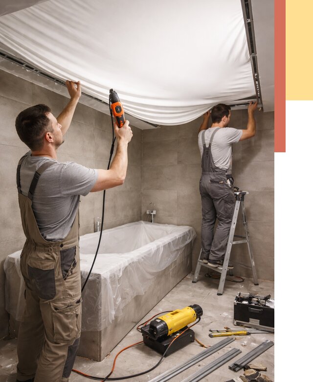 Монтаж натяжного потолка в ванной в Пугачеве от 1219 руб. под ключ | ОТДЕЛОЧНИК-Пгч