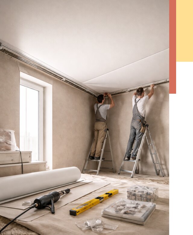 Монтаж натяжного потолка в спальне в Пугачеве от 3861 руб. под ключ | ОТДЕЛОЧНИК-Пгч